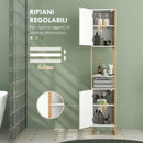 Mobile a Colonna da Bagno Salvaspazio con Armadietti e Ripiani Bianco  