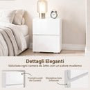 Set di 2 Comodini da Camera da Letto 40x40x58 cm con 2 Cassetti Capacità 30 kg in MDF Bianco      