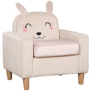 Poltroncina per Bambini con Design a Coniglio 53x47x54,5 cm Gambe in Legno Crema
