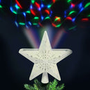 Puntale Proiettore LED per Albero di Natale a Forma di Stella 24x7 cm con Effetti Luce RGB in Plastica e Vetro Bianco      