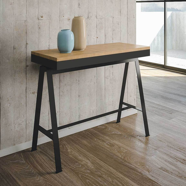 acquista Consolle Allungabile in Legno e Ferro H77x40x90/300cm Itamoby Banco Evolution Quercia Classica