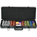 Set Poker con 500 Fiches 2 Mazzi di Carte 5 Dadi Pulsanti e Valigetta Protettiva in Alluminio Nero      