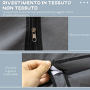 Armadio Guardaroba da Campeggio 125x43x162,5 cm con Cassetti e Ante Avvolgibili con Zip Grigio Scuro