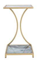 Tavolinetto Glam Level 40x35x60 cm in Ferro MDF e Vetro Oro e Multicolor