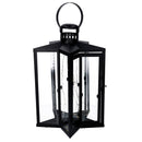 Lanterna con Led in Metallo stella nero cm 27,5x27,5xh42/48