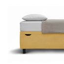 Letto 1 Piazza e Mezza Contenitore Imbottito Microfibra Ocra Boxmax Testata Flat Varie Misure