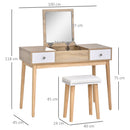 Consolle Trucco Moderna 100x45x118 cm con Specchio e Sgabello 