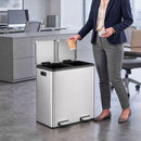 Pattumiera a Pedale 2x30 L 59,1x36,5x62,7 cm con Secchi Estraibili e Chiusura Ammortizzata in Acciaio Inox e PP Argento      