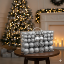 Confezione 100 x Palline Natale Colore Silver Diametro 3/4/6 cm Addobbi Natalizi