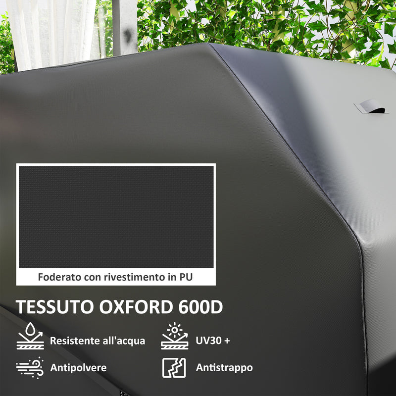 Copertura per Barbecue Rettangolare 147x61x122 cm Impermeabile e Antivento in Tessuto Oxford 600D UPF30+ Nero