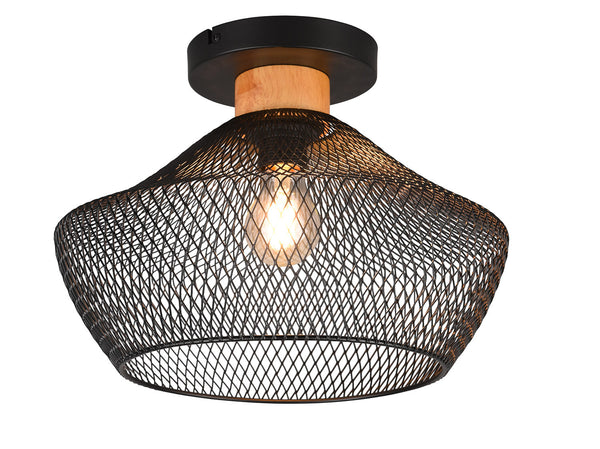 sconto Plafoniera da Interno Attacco E27 in Metallo Nero Opaco