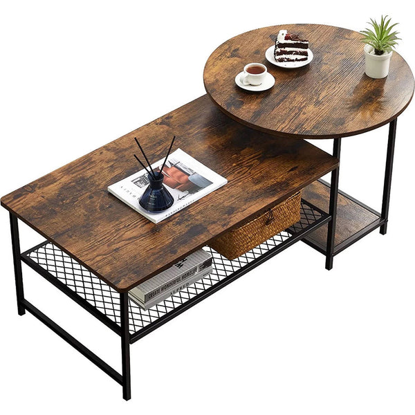sconto Tavolino 2 in 1 Divisibile Design Industrial 4 Ripiani Tavolo Divano Basso Caffè