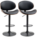 Set 2 Sgabelli da Bar con Schienale 53x52x92-112 cm in Legno e Finta Pelle Nero  