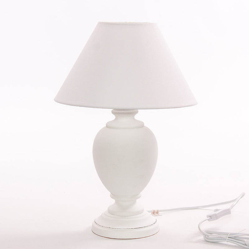 Lampada da Tavolo 14x14xH35 cm in MDF Design Classico Bianca