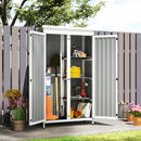 Armadio da Giardino 94x43x166 cm con Ripiani Rimovibili e Porta Bloccabile in Legno e Acciaio Bianco e Nero      