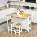 Isola Cucina Pieghevole 120x76x91,5 cm in Legno  e Acciaio Bianco