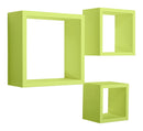 Set 3 Mensole da Parete Cubo in Fibra di Legno Rubic Verde