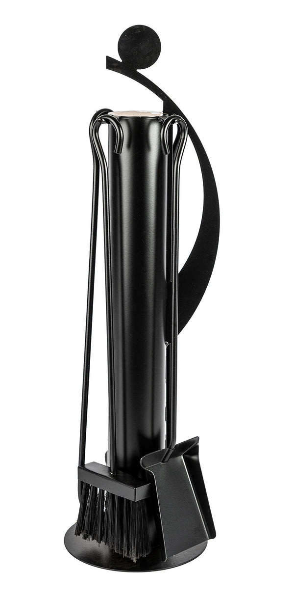 Trespolo per Attrezzi Camino Tubolare ed Elementi Decorativi con Paletta Scopino Attizzino e Pinza 18x18x63 cm in Ferro Verniciato acquista