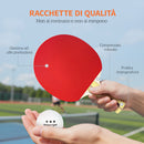 Set 4 Racchette Ping Pong con 8 Palline Base in Legno Ingegnerizzato con Borsa di Trasporto Nero e Rosso  