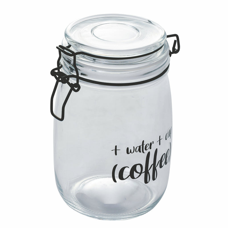 Barattolo con Scritta Ø10,8x17,3 cm in Vetro con Chiusura in Metallo VdE Tivoli 1996