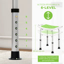 Sgabello da Doccia Altezza Regolabile 6 Livelli 39-52 cm in Lega di Alluminio e Plastica Antiscivolo Verde      