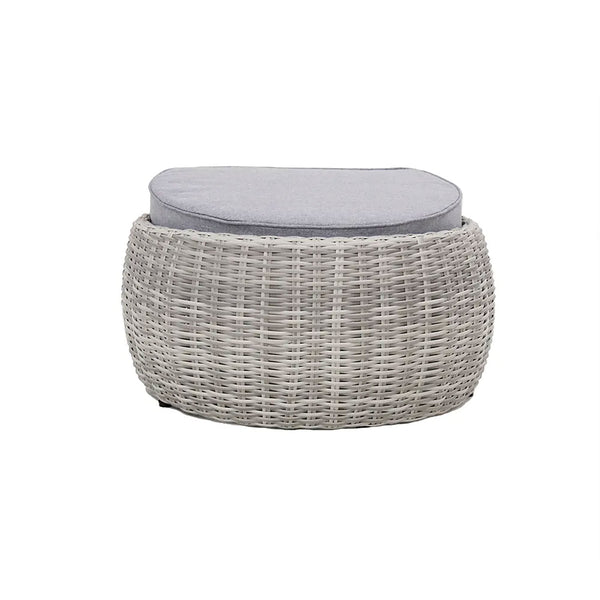 sconto Pouf da Giardino Santorini 68x57x35 cm in Polyrattan Grigio