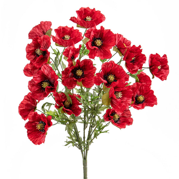 acquista Set 2 Mazzo 20 Papaveri Artificiali H.63 cm Rossi