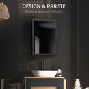 Specchiera Bagno 40x12x60 cm 1 Anta 3 Ripiani in Acciaio  Nero