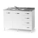 Mobile Sottolavello con cassettiera 120 cm bianco frassinato destro