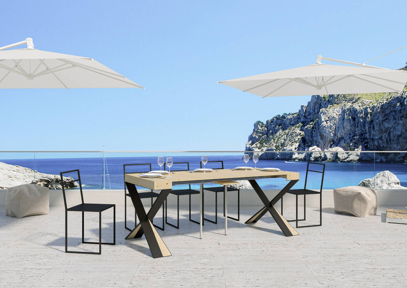 Consolle Allungabile da Esterno in Legno e Ferro H77x40x90/300cm Lilla Abete Classica