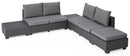 Set Salotto da Giardino in Resina 2 Divani 2 Tavolini 1 Pouf Bauer Sapporo Graphite