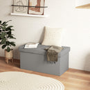 Panca Contenitore Pieghevole 84L 76x38x38 cm in Finta Pelle Grigio