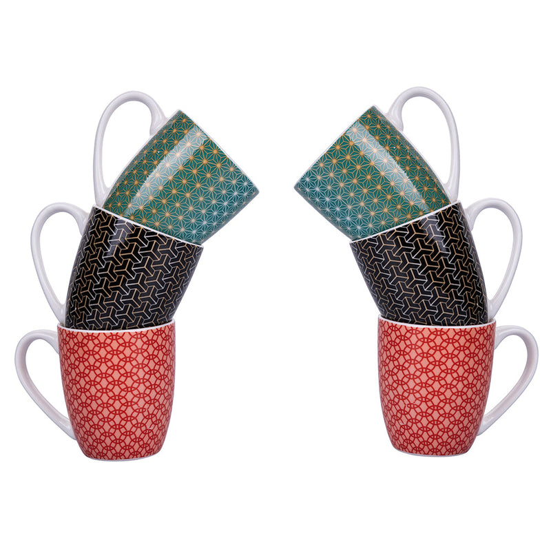 Set 6 Tazzine da Caffè Ø6x7 cm in Bone China VdE Tivoli 1996 Geometric