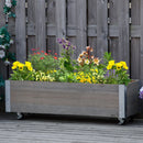 Fioriera Rettangolare 96x30,6x30 cm con Ruote e Freno in Legno di Abete Grigio  