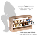 Set 3 Pezzi Scarpiera Appendiabiti Specchio da Ingresso in Legno 80x27x46.5 cm 