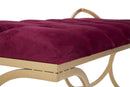 Panca Glam Luxy Bordeaux 103x43x47 cm in Ferro e MDF e Spugna e Poliestere Bordeaux e Oro