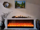Camino Elettrico da Pavimento 60x180x33 cm Effetto Fiamma 1500W Skyline Bianco