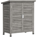 Armadio da Giardino 87x46,5x96,5 cm con Porte a Persiana e 2 Ripiani in Legno di Abete Grigio      
