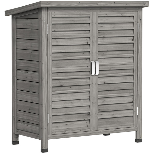 prezzo Armadio da Giardino 87x46,5x96,5 cm con Porte a Persiana e 2 Ripiani in Legno di Abete Grigio