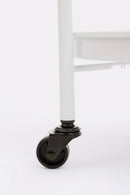 Tavolino da Esterno Carrello con Ruote Ø44,5x70h cm in Acciaio Austin Twin Bianco 