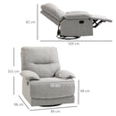 Poltrona Relax Reclinabile 150° con Poggiapiedi 89x98x101 cm in Tessuto Effetto Lino Grigio Chiaro 