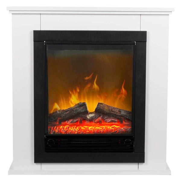 acquista Camino Elettrico da Terra Caminetto Geneva 1800W Effetto Fuoco con Cornice Bianca