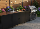 Modulo Componibile Lavello Ompagrill con Rubinetto in Acciaio Inox 100x61,5x130 cm con Piano di Lavoro e Armadietto in Alluminio Verniciato Nero