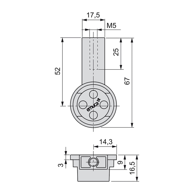 Set 2 Bastoni Appendiabiti per Armadi Rotondi 140 cm in Alluminio Emuca Moka