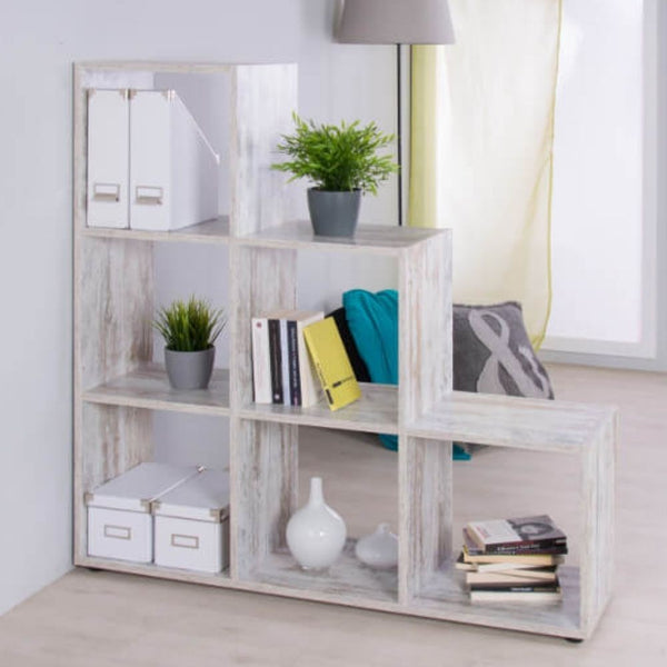 prezzo Libreria a scala 116x118x33 cm Bergamo 1 bianco consumato