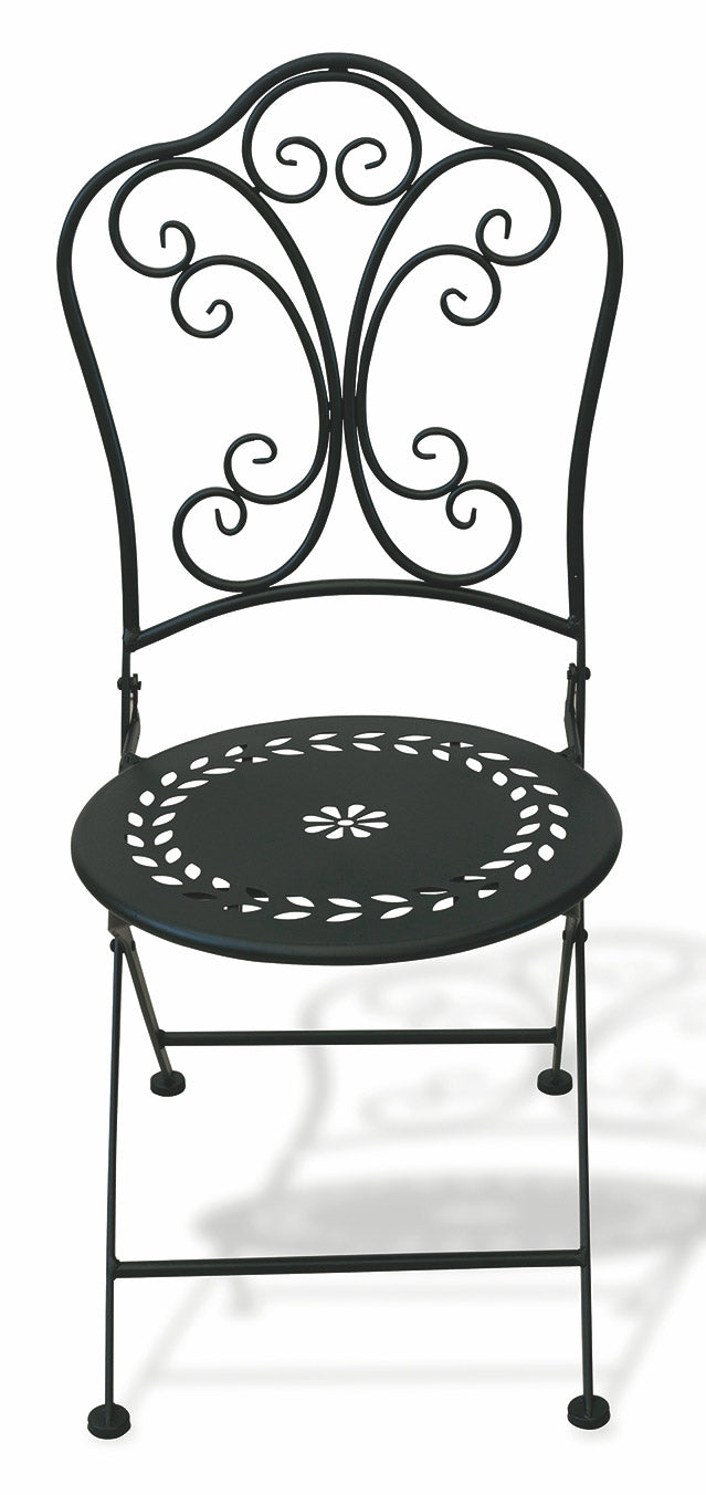 Set da Giardino Pieghevole in Ferro con Tavolo e 2 Sedie Soriani Provence Breakfast Nero