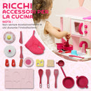 Cucina Giocattolo per Bambini 3+ Anni 55x24x86 cm con Microonde Piano Cottura e Lavandino in Legno Rosa      