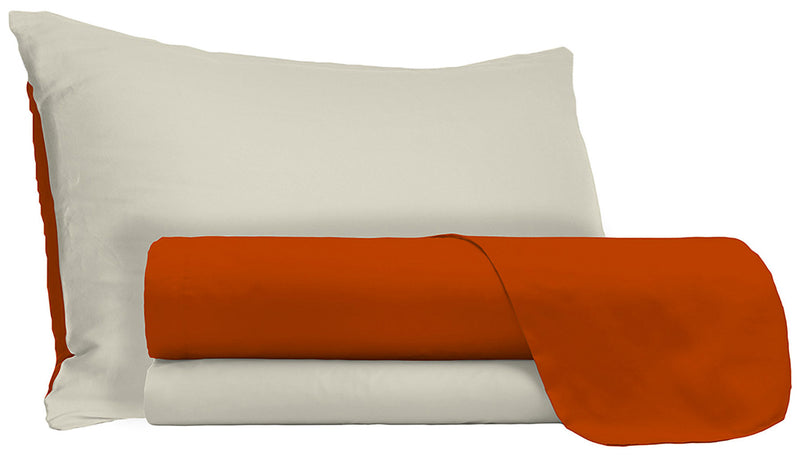 Set Lenzuola Sopra Sotto e Federe Doubleface Terra\/Panna