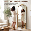 Specchio da Terra e da Appoggio Stile Vintage 75x180 cm in Vetro Temperato e Metallo Oro      
