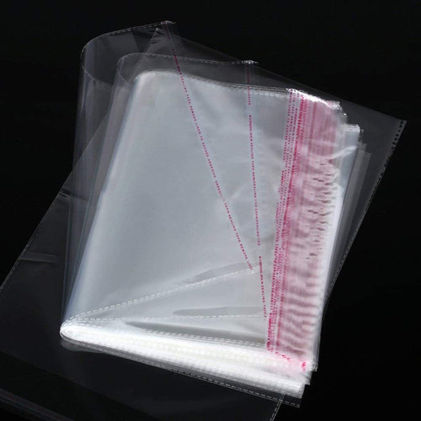 acquista Set 100 Buste Trasparenti 30x44 cm in Plastica Cellophane Autoadesive